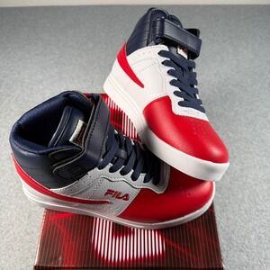 Fila Vulc 13 High Top Sneakers Kids 3.5 Red White Navy With Box